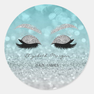 Elegant Moder Glittery Bokeh, Glitter Faux Lashes Ronde Sticker