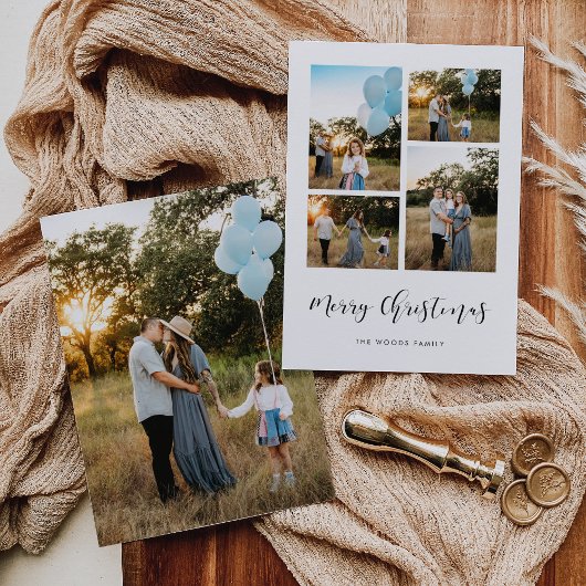 Elegant Moder Merry Christmas 5 Foto Feestdagenkaart