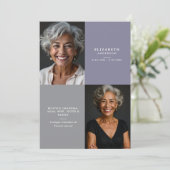 Elegant Modern 2-Photo Printed/Downloadable Death Aankondiging (Staand voorkant)