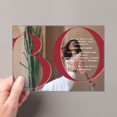 Elegant modern 30e verjaardagsfeest acryl uitnodigingen (Insitu (Draagbaar))