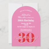 Elegant Modern 30th Birthday Pink Red Typography Kaart (Voorkant)