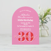Elegant Modern 30th Birthday Pink Red Typography Kaart (Staand voorkant)