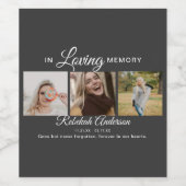 Elegant Modern 3 Photo Collage Memorial Wijn Etiket (Enkel label)