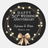 Elegant Modern 50th Anniversary Party Gold Black  Ronde Sticker (Voorkant)