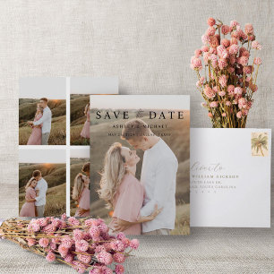 Elegant Modern 5 Foto Eenvoudig Script Verloving Save The Date