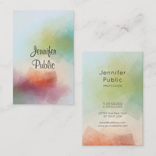 Elegant modern Abstract art verticale typografie Visitekaartje (Voorkant / Achterkant)