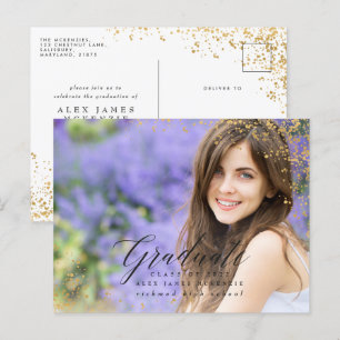 Elegant modern, abstract gespikkeld afstuderen aankondigingskaart