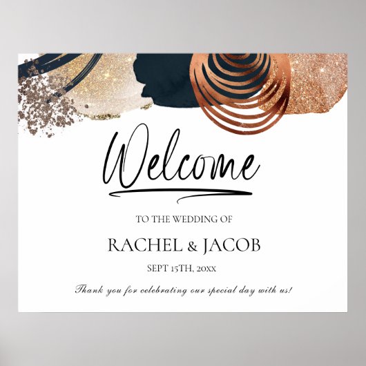 Elegant Modern Abstract Terracotta Wedding Welkom Poster (Voorkant)