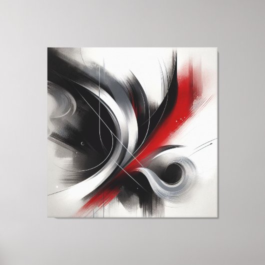 Elegant Modern Abstract-Zwart Wit en Rood- Canvas Afdruk (Voorkant)