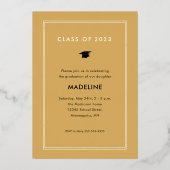 Elegant modern Afstuderen foto goud Folie Uitnodiging (Achterkant)
