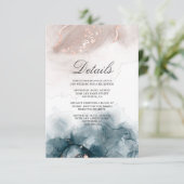 Elegant Modern Alcohol Ink Goud Blush Blauw Minima Informatiekaartje (Staand voorkant)