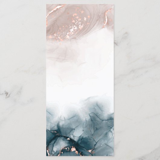 Elegant Modern Alcohol Ink Goud Blush Blauw Minima Menu (Achterkant)