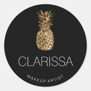 Elegant modern anananas zwarte make-up ronde sticker
