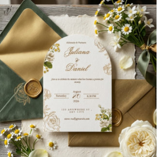 Elegant Modern Arch Floral Wedding Invitation