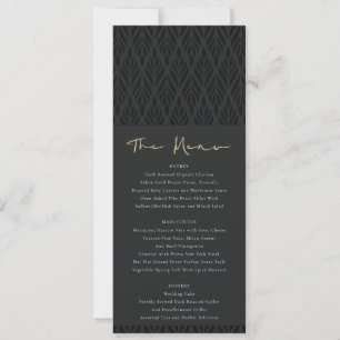 ELEGANT MODERN ART DECO BLACK GOLD WEDDING MENU KAART