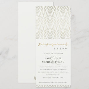 ELEGANT MODERN ART DECO WHITE SILVER VERLOVING KAART