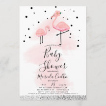 Elegant modern Baby shower zwart-wit en roze flami