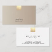 Elegant modern beige gradiënt Gold Accent Korting Visitekaartje (Voorkant / Achterkant)