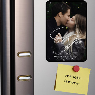 Elegant Modern Bewaar de datum foto sjabloon Magneet