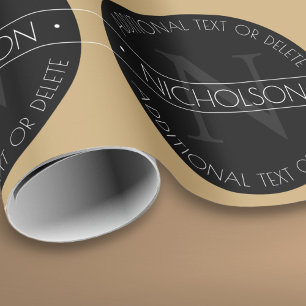 Elegant modern bewerkbaar monogram zwart wit goud cadeaupapier