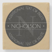 Elegant modern bewerkbaar monogram zwart wit goud stenen onderzetter (Voorkant)