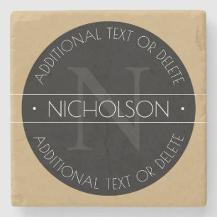 Elegant modern bewerkbaar monogram zwart wit goud stenen onderzetter