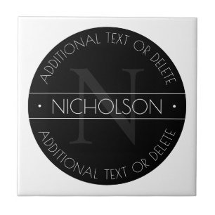 Elegant modern bewerkbaar monogram zwart-wit tegeltje