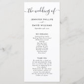 Elegant Modern Black and White Wedding Programma (Voorkant)