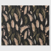 Elegant modern Black Beige Pampas Grass Patroon Cadeaupapier (Vlak)