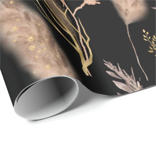 Elegant modern Black Beige Pampas Grass Patroon Cadeaupapier (Rol Hoek)