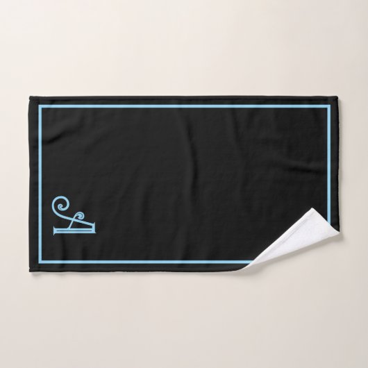 Elegant Modern Black &blue Monogram   (Serviette à main)