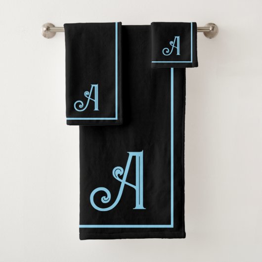 Elegant Modern Black &blue Monogram   Bad Handdoek (Insitu)