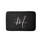 Elegant Modern Black Blush Pink Script Monogram Badmat (Voorkant)