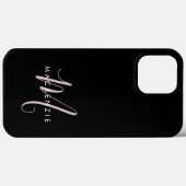 Elegant Modern Black Blush Pink Script Monogram Case-Mate iPhone Case (Achterkant (horizontaal))