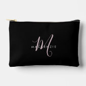 Elegant Modern Black Blush Pink Script Monogram Etui (Voorkant)