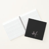 Elegant Modern Black Blush Pink Script Monogram Notitieboek (Binnen)