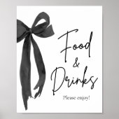 Elegant Modern Black Bow Voedsel en Drinken Teken Poster (Voorkant)