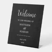 Elegant modern Black Calligraphy Weddenschap Welko Reclamebord Met Voetstuk (Voorkant)