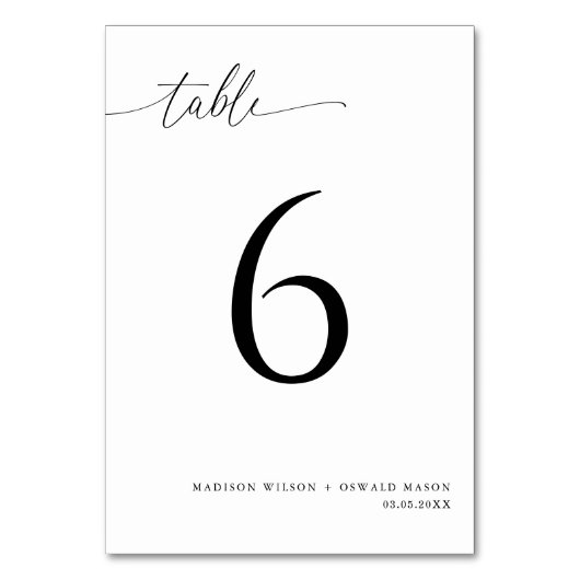 Elegant Modern Black Calligraphy Wedding 6 Kaart (Voorkant)