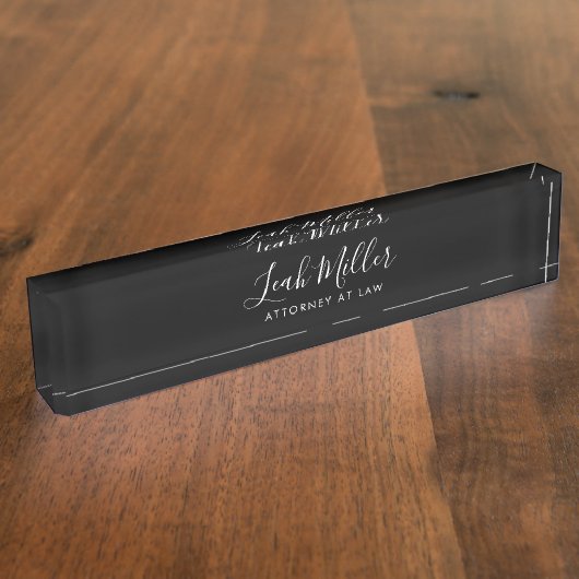 Elegant Modern Black Desk Name Bord Naambordje (Zijkant)