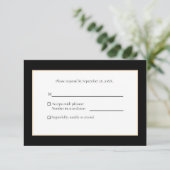 Elegant Modern Black en Gold RSVP Kaartje (Staand voorkant)