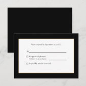Elegant Modern Black en Gold RSVP Kaartje (Voorkant / Achterkant)
