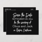 Elegant Modern Black en White Save the Date Briefkaart (Voorkant / Achterkant)