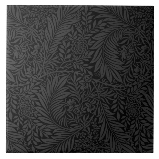 Elegant Modern Black Floral Pattern Tegeltje (Voorkant)