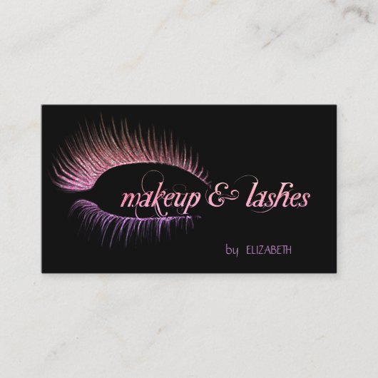 Elegant Modern Black, Glitter Faux Lashes, Makeup Visitekaartje (Voorkant)