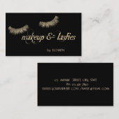 Elegant Modern Black, Glitter Lashes, Makeup Visitekaartje (Voorkant / Achterkant)