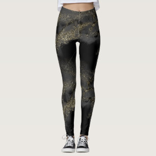 Elegant Modern Black Glitter Sparkles Gift Leggings