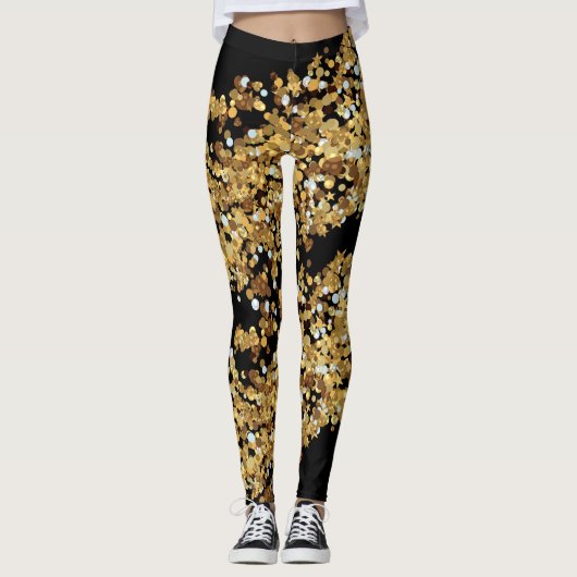 Elegant Modern Black Glitter Sparkles Gift Leggings (Voorkant)