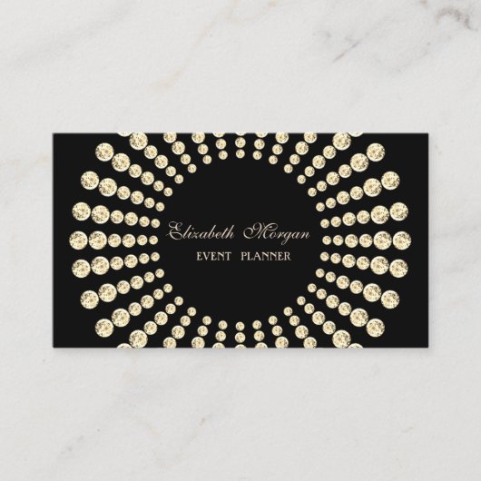 Elegant Modern, Black, Gold Diamonds Visitekaartje (Voorkant)