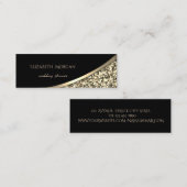 Elegant Modern Black, Gold Glitter Mini Visitekaartje (Voorkant / Achterkant)